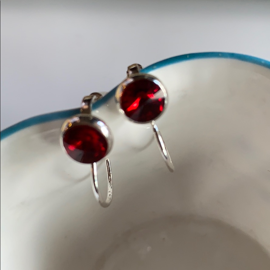 Genuine Crystal Ruby Earring By Charleston
